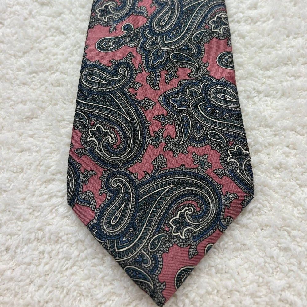 Stafford Necktie Tie Mens Pink Excellent Silk Paisley Print Pattern Wide USA